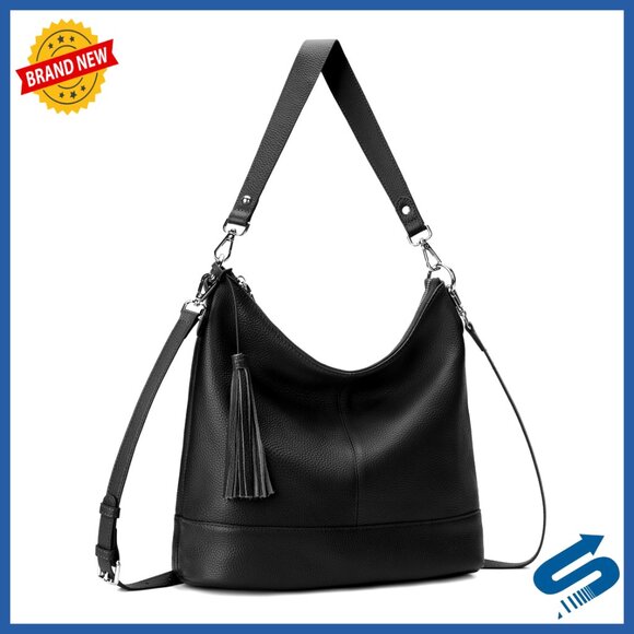Genuine Leather Hobo Crossbody Bag Soft Slouchy Bucket Purse with Removable